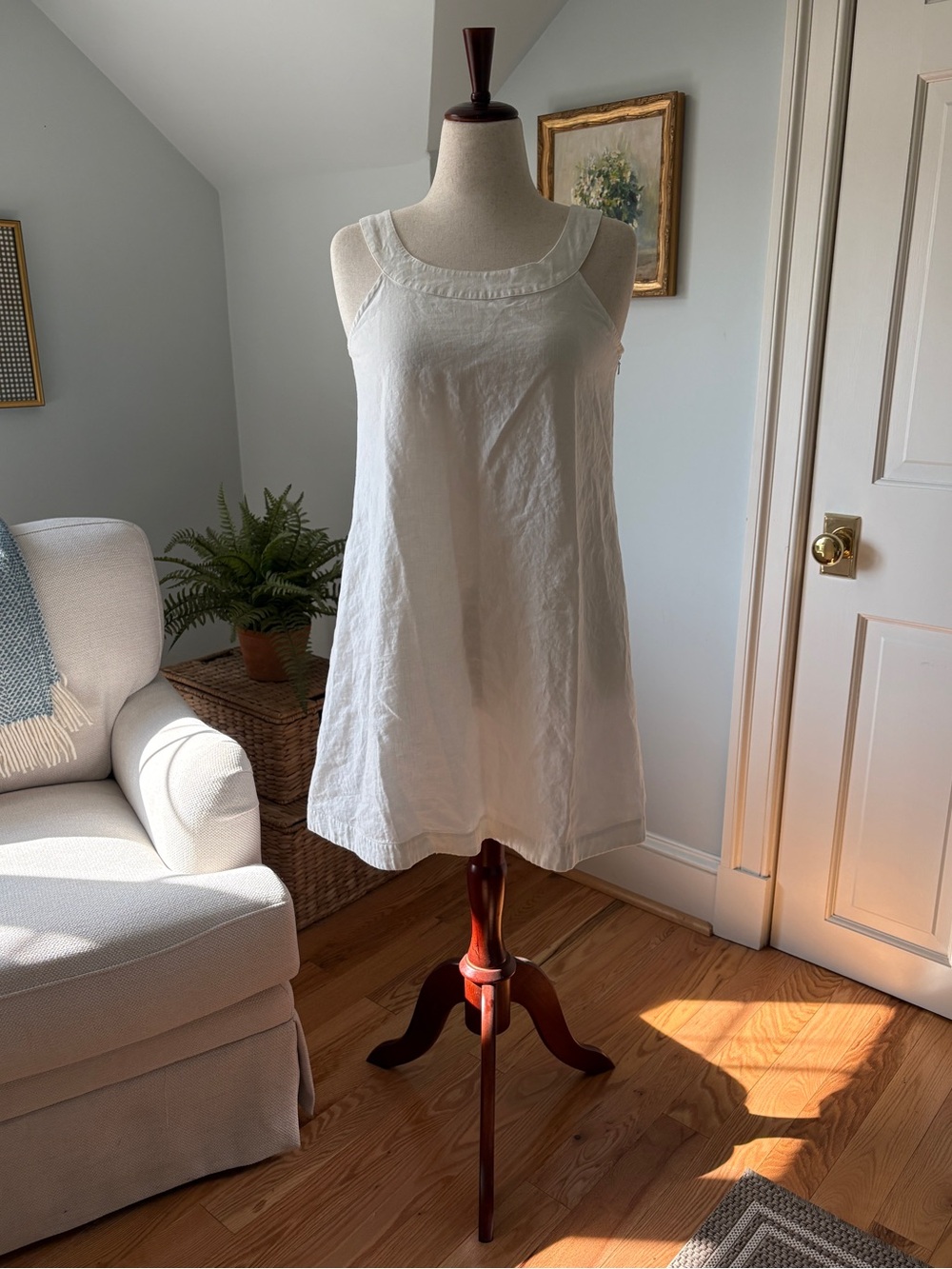 Island Company White Sleeveless A-Line Linen Dress